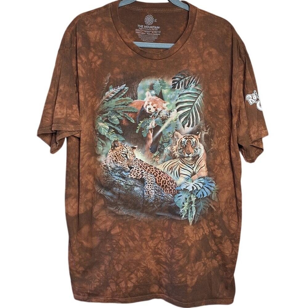 The mountain rainforest Cafe tie dye animal graphic print tee wildlife tiger XL